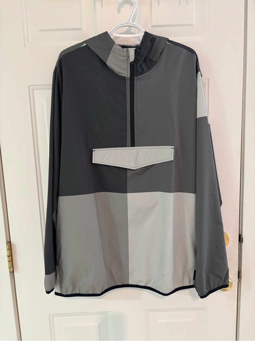 adidas Gray & Black Colorblock Windbreaker Pullover
